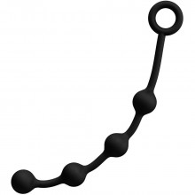 Черная анальная цепочка с 4 шариками с кольцом для пальца, рабочая длина 29 см, диаметр 2.9 см, Джага-джага 3650-02 BX DD, цвет черный, длина 33 см.
