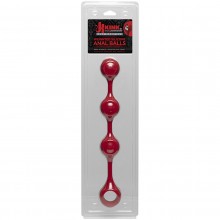 Утяжеленные силиконовые анальные шарики «Anal Essentials», красные, рабочая длина 28.6 см, Doc Johnson 2401-58 CD DJ, длина 34.3 см.