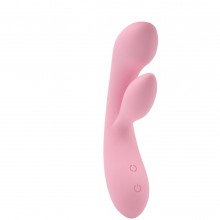 Вибратор точки G с клиторальным стимулятором «Dual Fulfill Bunny», цвет розовый, силикон, Chisa Novelties CN-511032490, длина 20.5 см.