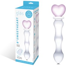 Стеклянный фаллоимитатор «Sweetheart» с ограничительным основанием в виде сердца, Glas GLAS-161, длина 20.3 см.