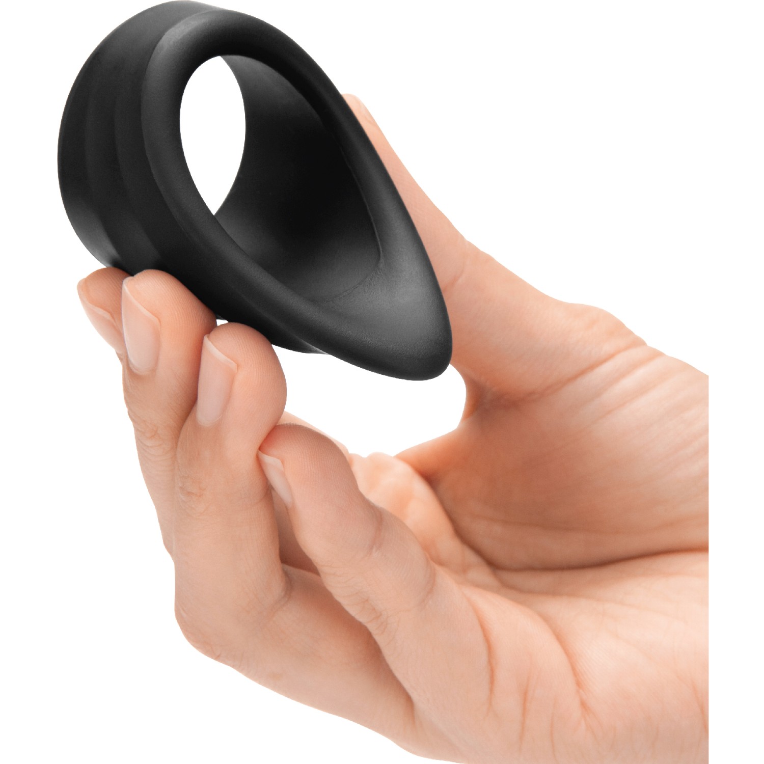 Эрекционное кольцо из силикона «Mojo Molto» c ребристой текстурой и продолговатым выступом в верхней части, черное, MOJO-009, со скидкой