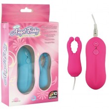 Розовый вибростимулятор с усиками «Angel Baby NIpple Cock clips», длина 7.3 см.
