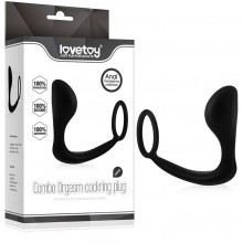 Кольцо для пениса с анальным стимулятором «Combo Orgazm», черный, Lovetoy LV2615, бренд Биоклон, длина 10.3 см.