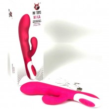 Ярко-розовый вибратор-кролик Mika, длина - 21,5 см., на USB зарядке, с 10 мощными вибрациями, Mika, бренд NV Toys, длина 21.5 см.