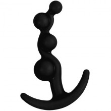 Черная анальная цепочка «Lure Me Silicone Anal Toy» с ограничителем, длина 10.5 см.