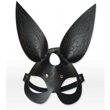 Черная кожаная маска с длинными ушками и эффектом тату, Sitabella 3186-1g, цвет Черный