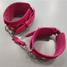 Наручники кожаные широкие с пряжкой для БДСМ «PINK01», розовые BDSM96 PINK01