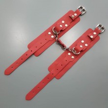 Наручники кожаные широкие с пряжкой для БДСМ, красные, BDSM96 RED03