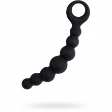 Черная анальная цепочка «POPO Pleasure by Toyfa Carina» с ручкой-кольцом, водонепроницаемый, силикон, черный, 19 см, 3 см, 731427
