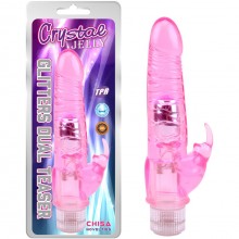 Вибратор «Glitters Dual Teaser Pink», розовый кролик, CN-131055537, бренд Chisa Novelties, коллекция Crystal Jelly, длина 21 см.