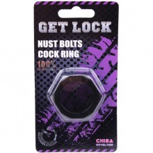 Эрекционное кольцо-шестигранник «Nust Bolts Cock Ring Black», цвет черный, CN-100394087, бренд Chisa Novelties, диаметр 2.8 см.