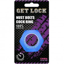 Эрекционное кольцо «Nust Bolts Cock Ring Blue» синего цвета, Chisa CN-100394084, бренд Chisa Novelties, цвет Синий, диаметр 2.8 см., со скидкой