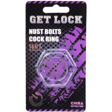 Эрекционное кольцо в форме гайки «Nust Bolts Cock Ring-Clear», прозрачное, Chisa CN-100394080, бренд Chisa Novelties, из материала TPE, диаметр 2.8 см.
