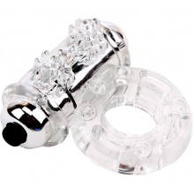 Прозрачное эрекционное виброкольцо «Vibrating Bull Ring Clear», диаметр 4 см.