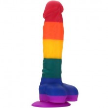 Фаллоимитатор-реалистик «Colourful love» цвета радуги с присоской, общая длина 20 см, Dream toys 21693, цвет Мульти, длина 20 см.