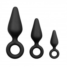 Набор из 3 черных анальных пробок «Pointy Plug Set», длина 15.5 см.