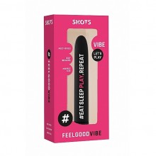 Вибромассажер «Feelgood Vibe - Eatsleepplayrepeat», черного цвета, конической формы, FEE002BLK, бренд Shots Media, из материала Пластик АБС, длина 17 см.
