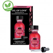 Согревающее масло для эрогенных зон «Oil of Love strawberry dreams», со вкусом сочной клубники, 22 мл., KS12004, 22 мл.