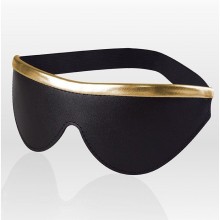 Черная кожаная маска на резинке с золотистой полосой, на резинке, Sitabella 3183-18, бренд СК-Визит