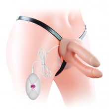 Вибро-страпон анально-вагинальный «Unisex Hollow Strap On», цвет телесный, Lovetoy LV3006, бренд LoveToy А-Полимер, длина 12.5 см.
