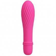 Ребристый женский мини-вибратор PrettyLove «Solomon», цвет розовый, Baile BI-014503-2, цвет малиновый, длина 12.3 см.
