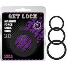 Набор из 3 эрекционных колец «Magnum Force Cock Ring», материал силикон, цвет черный, Chisa CN-240301776