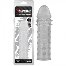 Насадка на пенис стимулирующая SUPERME EXTENSION SLEEVE, цвет прозрачный, Chisa CN-331615795, из материала TPE, длина 16.2 см.