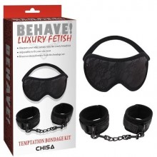 БДСМ набор из маски и наручников «Temptation Bondage Kit», цвет черный, Chisa Novelties CN-632106312, коллекция Behave!