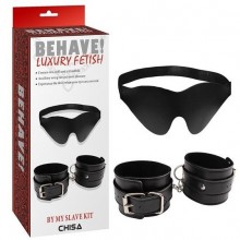 Набор из закрытой маски и наручников на цепочке «Behave Luxury Fetish», черный, Chisa CN-632164572, бренд Chisa Novelties, из материала Полиуретан