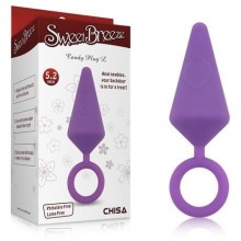 Фиолетовая анальная пробка с кольцом «Candy Plug L» с сердечками на поверхности, общая длина 13.2 см, Chisa CN-101495469, бренд Chisa Novelties, коллекция Sweet Breeze, длина 13.2 см.