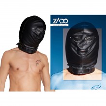 Кожаная Маска на голову на шнуровке сзади «ZADO Leather Isolation Mask»