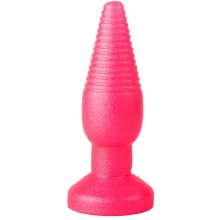 Гелевая анальная втулка с ребрышками, цвет розовый, Love Toy 436600, бренд Биоклон, из материала ПВХ, длина 14 см.