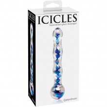 Элегантный стеклянный стимулятор «Icicles № 8», цвет голубой, общая длина 17.5 см, Pipedream 2908-00 PD, длина 17.5 см.