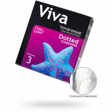 Точечные презервативы «Viva», 3 шт, латекс, длина 18.5 см, 601, длина 18.5 см.