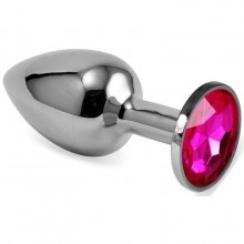 Классическая анальная пробка из металла с розовым кристаллом, длина 5.5 см, диаметр 2.5 см, Vandersex 169-SP1, цвет Розовый, длина 5.5 см.