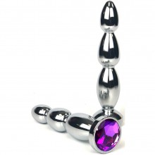 Уникальная пробка-елочка с фиолетовым кристаллом, цвет серебристый, Vandersex 159-MAS7, цвет Фиолетовый, длина 14 см.