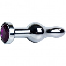 Тонкая втулка на длинной ножке из металла с фиолетовым кристаллом, длина 10.5 см., со скидкой