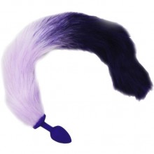 Фиолетовая анальная пробка с длинным красивым хвостом, длина 5 см., диаметр 3 см., Vandersex 130-S-PUR-PURVIO, цвет Фиолетовый, длина 5 см.