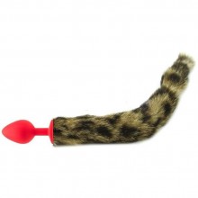Красная анальная пробка с кошачьим хвостиком, длина 5 см.
