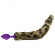 Фиолетовая анальная пробка с кошачьим хвостиком, длина 5 см.