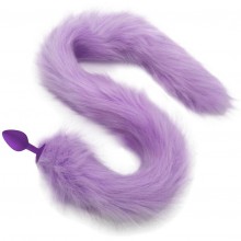 Фиолетовая пробка с пушистым сиреневым хвостиком, размер S, Vandersex 130-S-PUR-40LIL, цвет Сиреневый, длина 40 см.