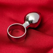 Серебристая алюминиевая анальная пробка с кольцом, Сима-ленд 5215699, из материала Металл, цвет Серебристый, диаметр 2 см.