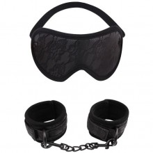 Черный эротический набор наручники и маска «Temptation Bondage Kit», Chisa Novelties CN-632106312, из материала Ткань, коллекция Behave!