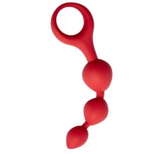 Анальные шарики на жесткой сцепке с кольцом «Anal Chain », цвет красный, Vandersex VA-ACH-RED, из материала Силикон, длина 9 см.