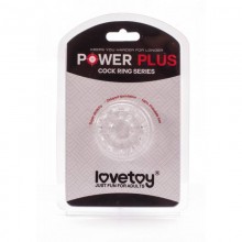 Кольцо эрекционное «Power Plus Cockring» с пупырышками, прозрачное, LoveToy LV1433, диаметр 4 см.