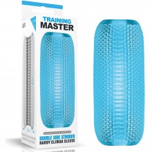 Мастурбатор «Training Master Double Side Stroker» цвет голубой, длина 12.5 см.