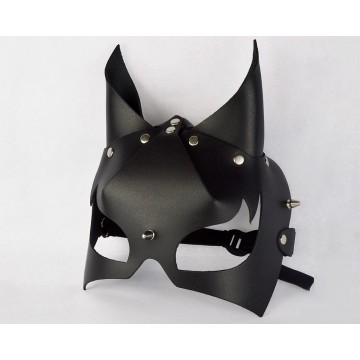 Черная кожаная маска «Черт»