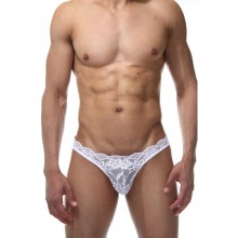 Мужские кружевные трусики белого цвета, размер S/M, La Blinque LBLNQ-15410-SM