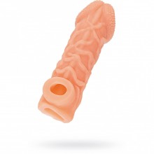 Насадка с большой головкой и отверстием для мошонки с венами для дополнительной стимуляции, TPE, телесная, Kokos CS.006-S, длина 13.8 см.