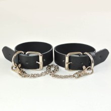 Оковы из натуральной кожи «Новичок» на цепочке, цвет черный, СК-Визит 3378-1